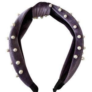 Purple Pearl-Studded‎ Headband Preppy Y2K Retro Velvet